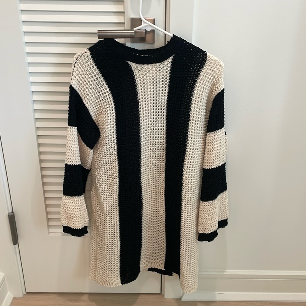 Anthropologie Black and White Knit Sweater Dress